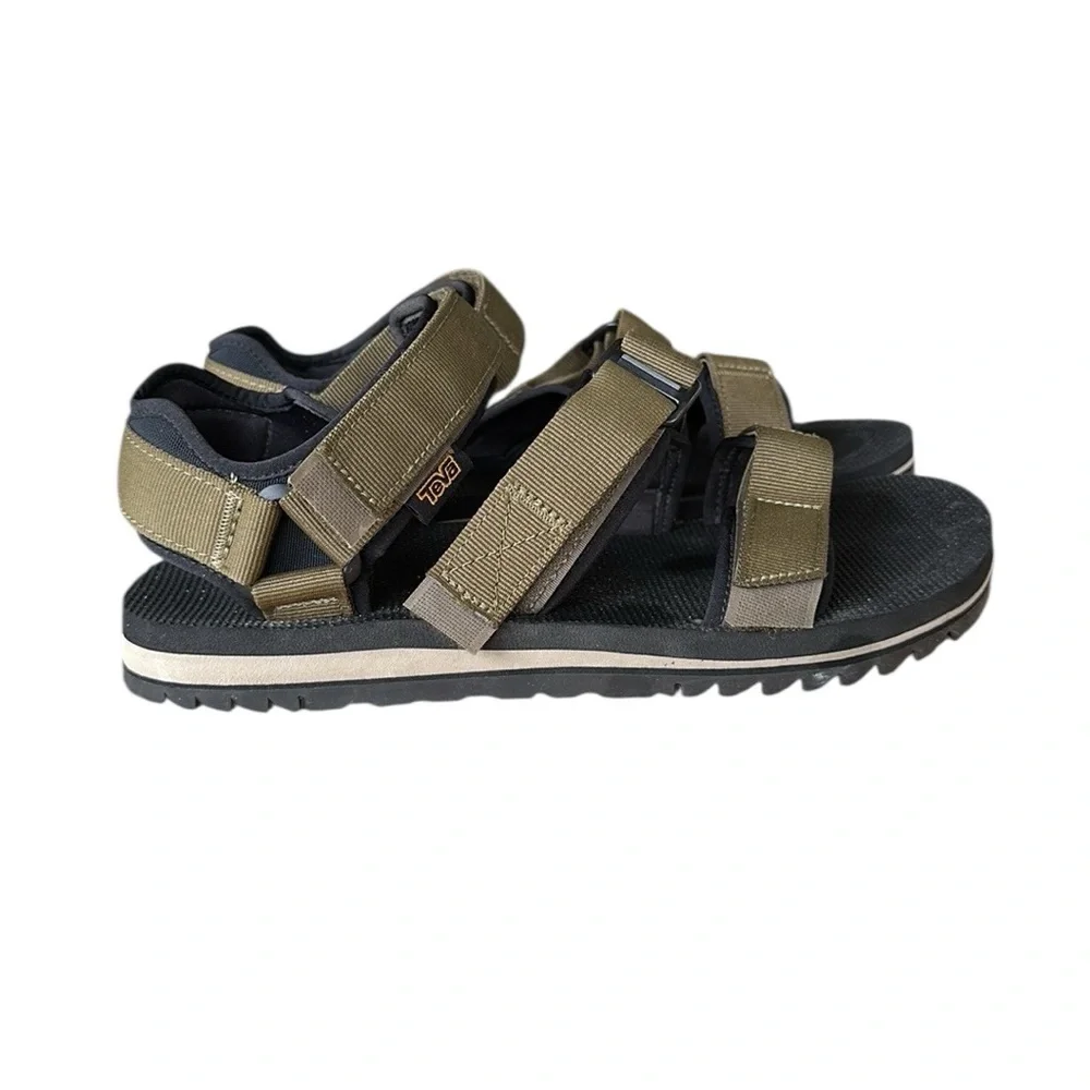 Men’s Teva Olive Green Cross Strap Trail Hiking Outdoor Sandals Sz 10